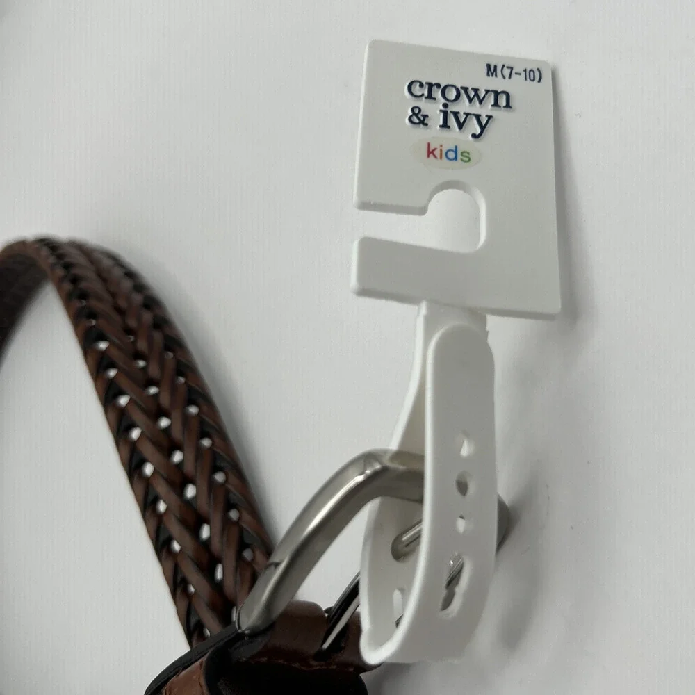 NWT Crown & Ivy Boys‎ Kids Braided Belt Size M ( 7-10 ) NEW Brown